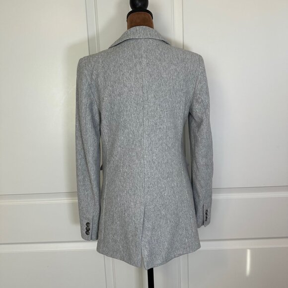 Loft Herringbone Dove Grey Longline Cotton Classic Blazer 2 - Picture 2 of 9